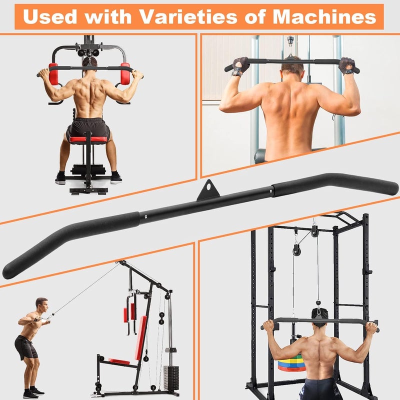 SERTT 39.37 Inch LAT Pulldown Bar Attachment for Pulley Cable Machine, Curl Tricep Press Down Bar with Rubber Handle, LAT Pull Down Bar Accessories for Gym, Strength Workout, Muscle Building - Image 5